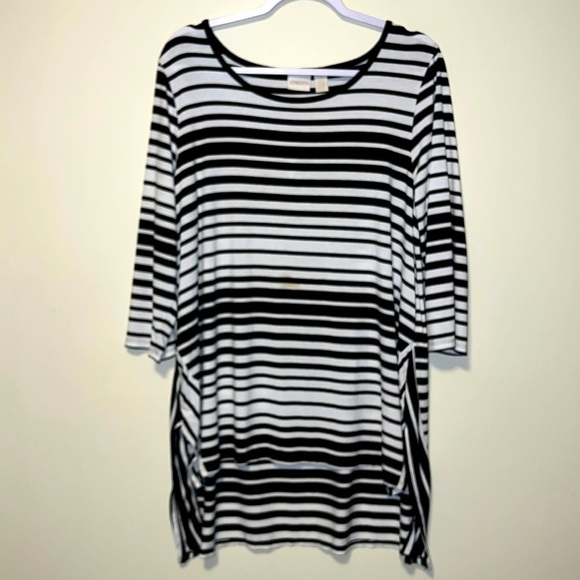 Women’s Chico’s size 2 striped stretchy casual tunic top large - Picture 1 of 5